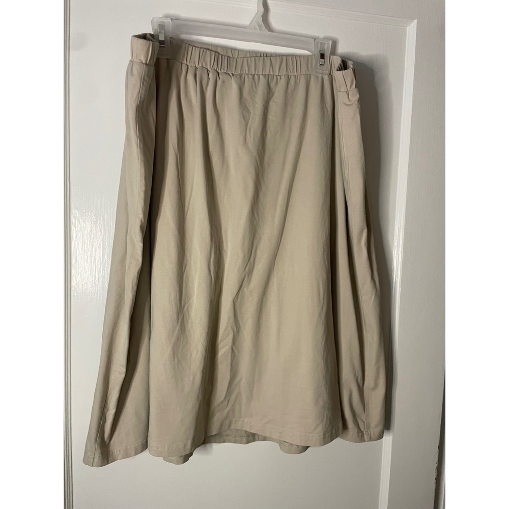 Womens Khaki Elastic Waist Midi Skirt athletic Casual‎ A-Line skort Main Street